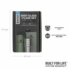 Stanley The Pre-Party Shotglass + Flask Set - Hammertone Green -Kylmakassit Store ST1001883034 3